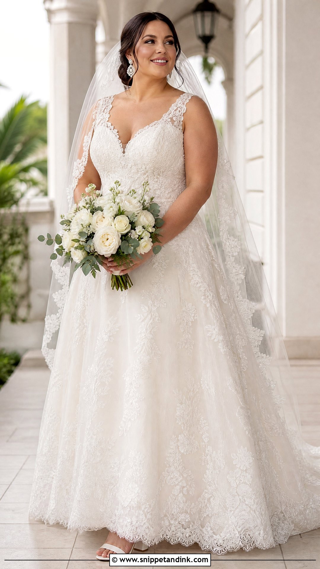 Plus Size A Line Lace Wedding Dress - Snippet and Ink - 20 Flowy Lace Wedding Dress Ideas