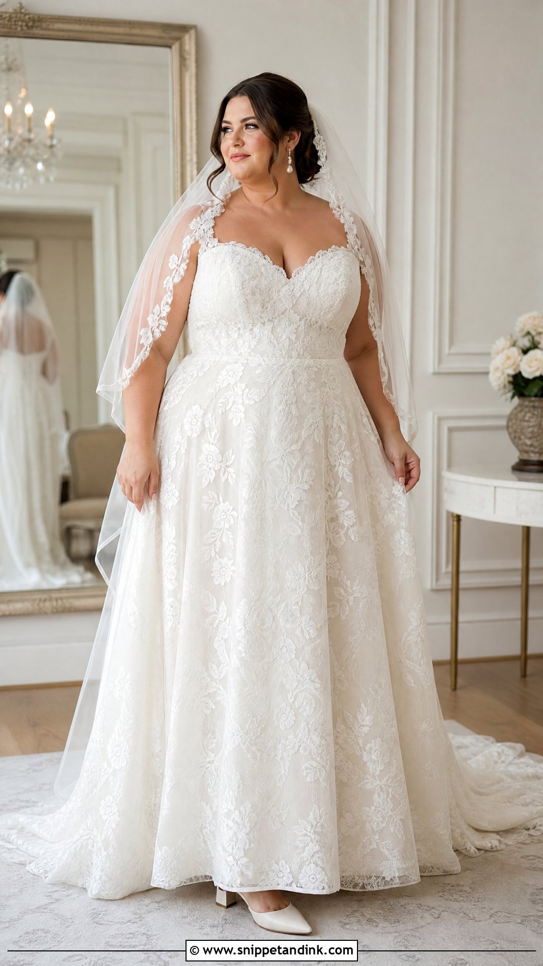 Plus Size A Line Lace Wedding Dress - Snippet and Ink - 20 Wedding Dresses for Curvy Brides Plus Size