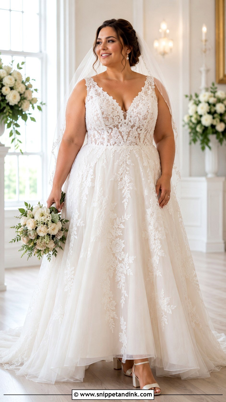 Plus Size A Line Lace Wedding Dress - Snippet and Ink - 20 Large Wedding Dress Ideas