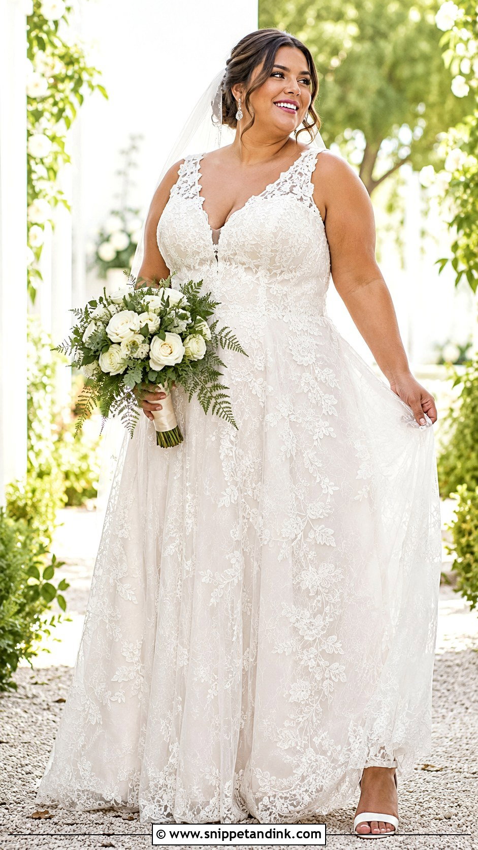 Plus Size A Line Lace Wedding Dress - Snippet and Ink - 20 Natural Wedding Dress Ideas