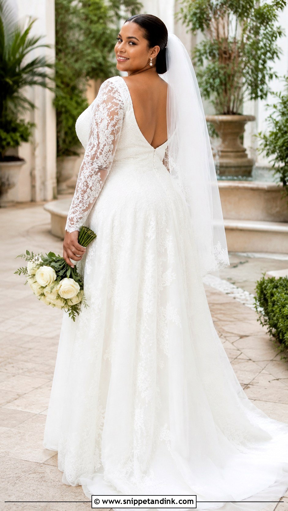 Plus Size A Line Long Sleeve Low Back Wedding Dress - Snippet and Ink - 20 Long Sleeve Low Back Wedding Dress Ideas