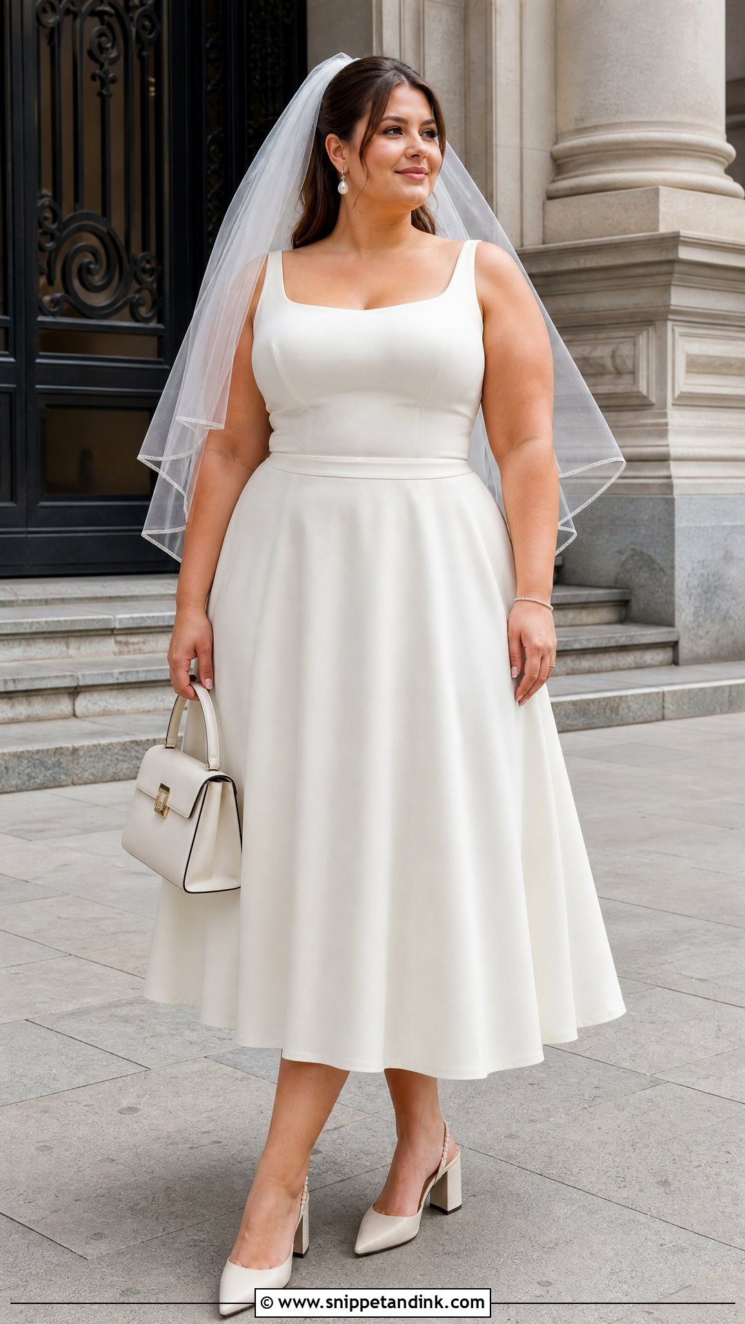 Plus Size A Line Midi Civil Wedding Dress - Snippet and Ink - 20 Plus Size Civil Wedding Dress Ideas