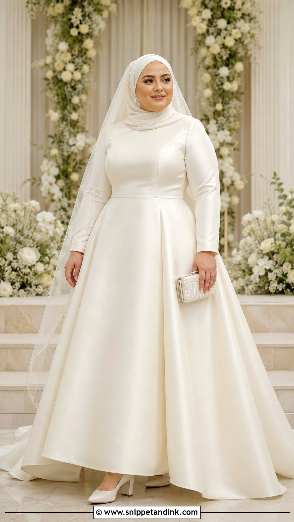 Plus Size A Line Muslim Bridal Dress - Snippet and Ink - 20 Bridal Muslim Dresses