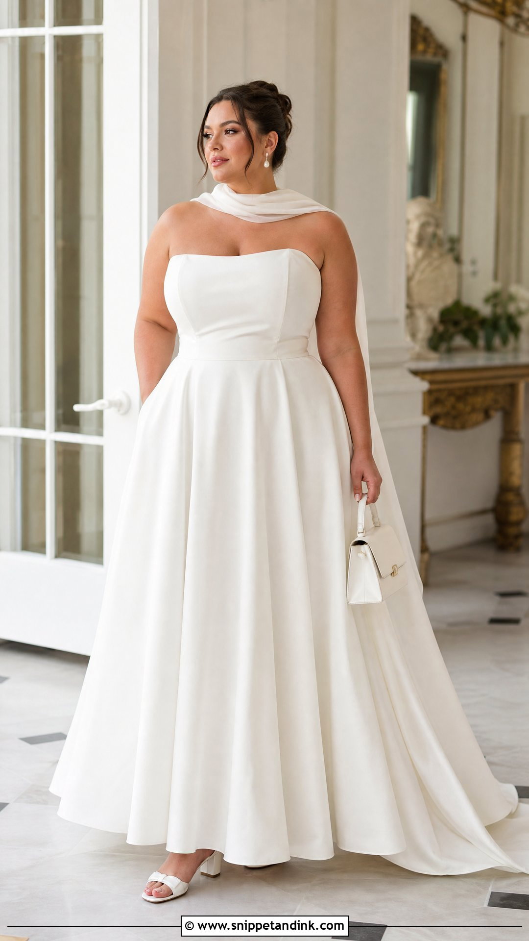 Plus Size A Line Scarf Wedding Dress - Snippet and Ink - 20 Scarf Wedding Dresses