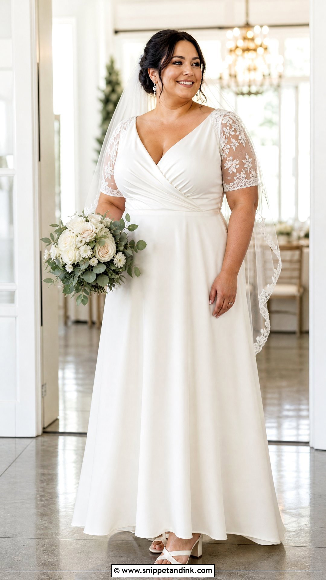Plus Size A Line Short Sleeve Wedding Dress - Snippet and Ink - 20 Wedding Dresses with Short Sleeves