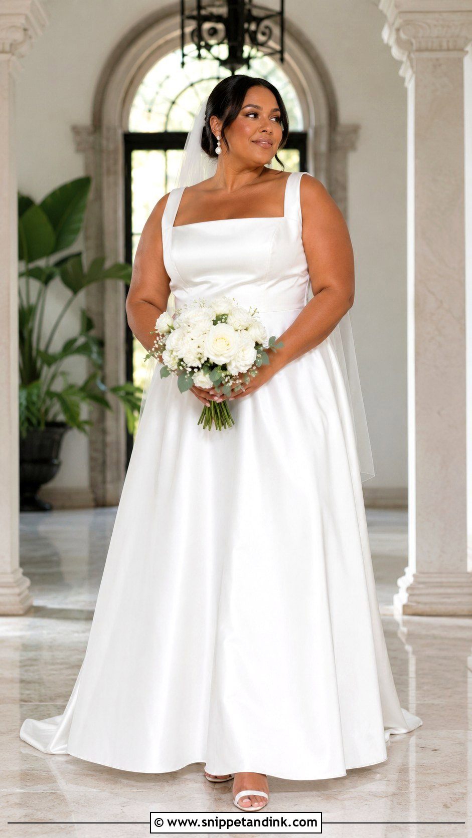 Plus Size A Line Straight Neckline Wedding Dress - Snippet and Ink - 20 Straight Neckline Wedding Dress Ideas