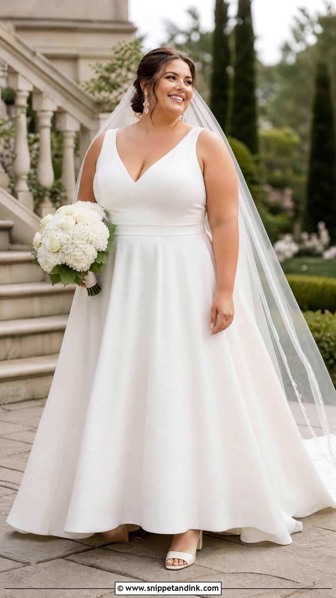 Plus Size A Line V Neck Wedding Dress - Snippet and Ink - 25 Wedding Dresses V Neck