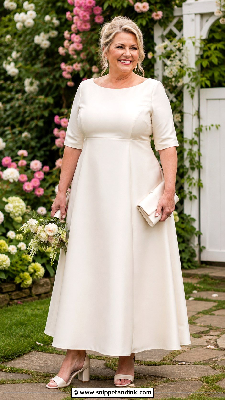 Plus Size A Line Wedding Dress With Block Heels - Snippet and Ink - 20 Casual Wedding Dress for Second Marriage Older Bride Ideas