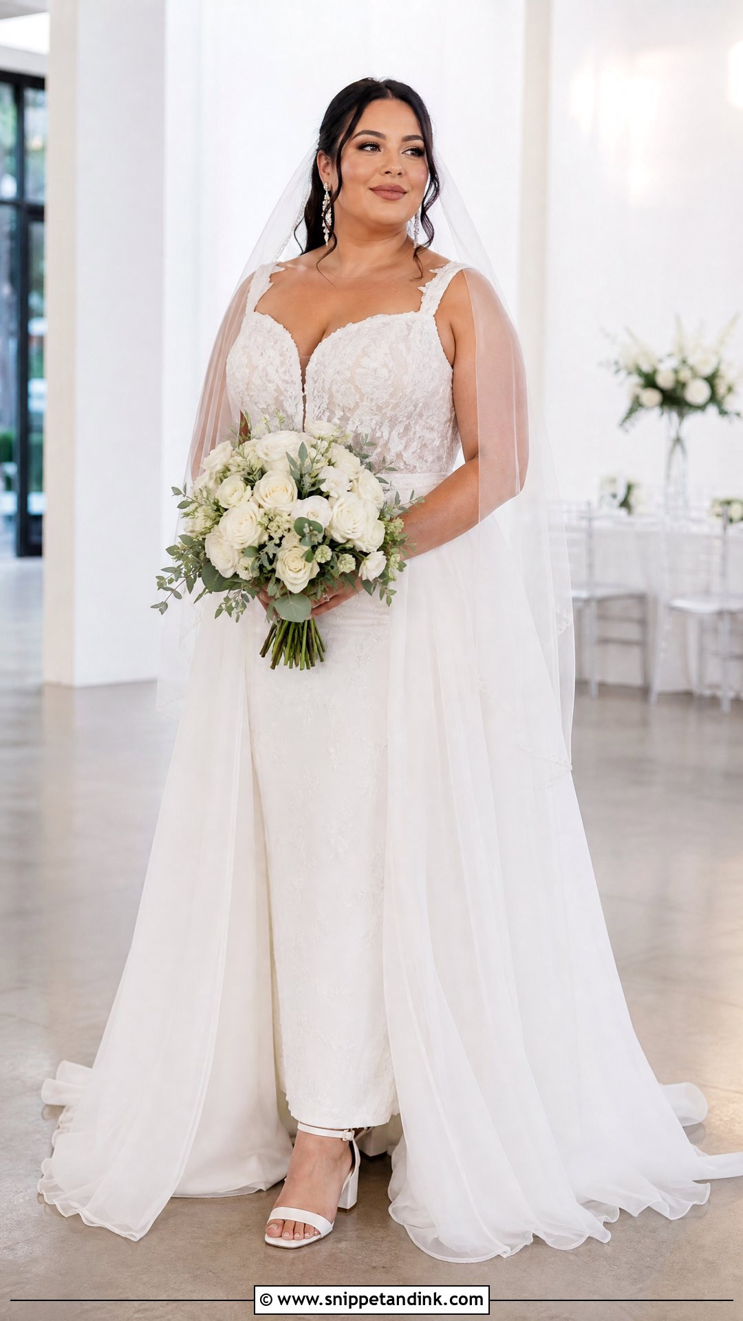 Plus Size A Line Wedding Dress With Detachable Overskirt - Snippet and Ink - 20 Wedding Dress Detachable Skirt Ideas