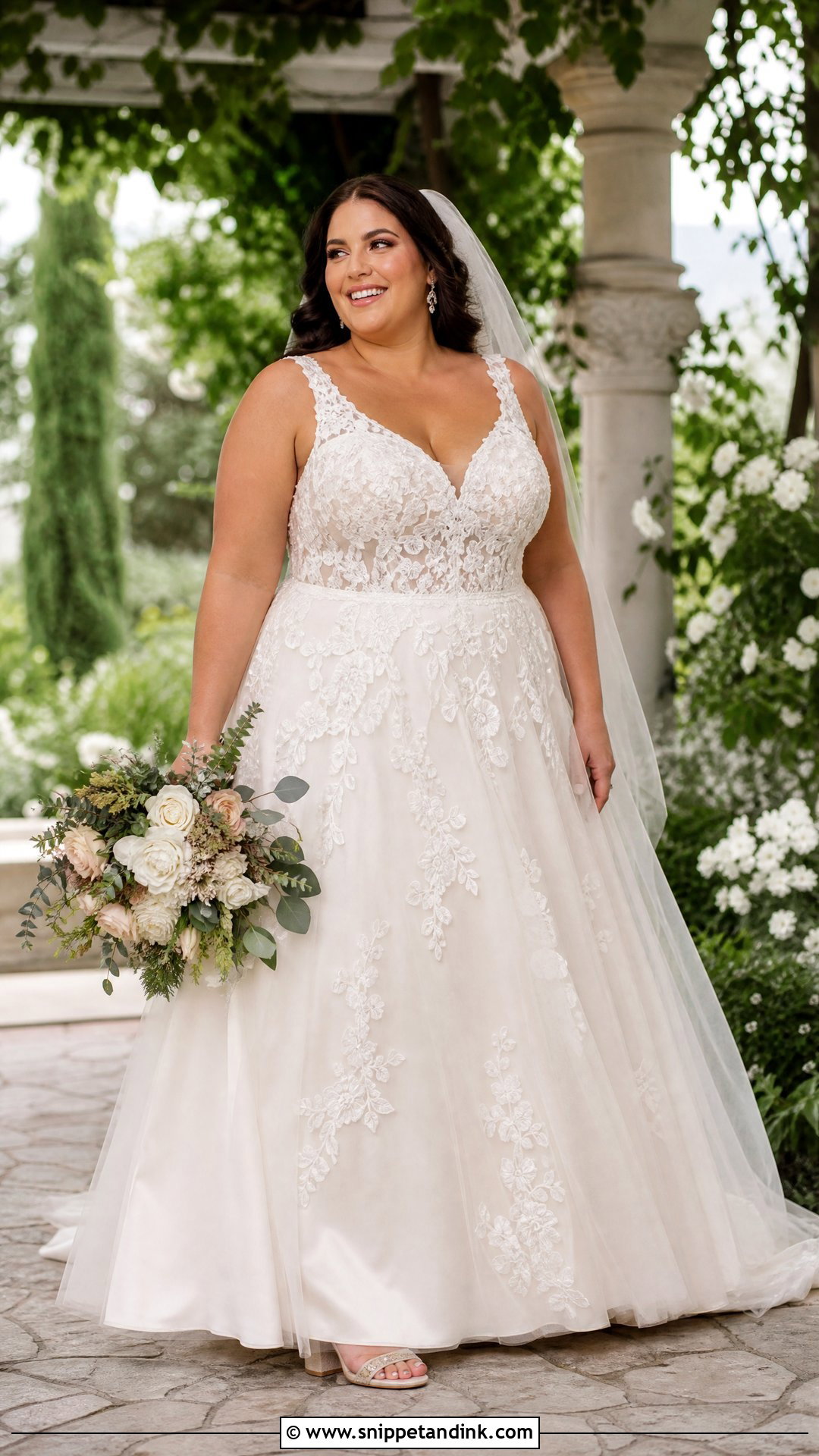 Plus Size A Line Wedding Dress With Floral Embroidery - Snippet and Ink - 20 Wedding Dress with Embroidered Flowers