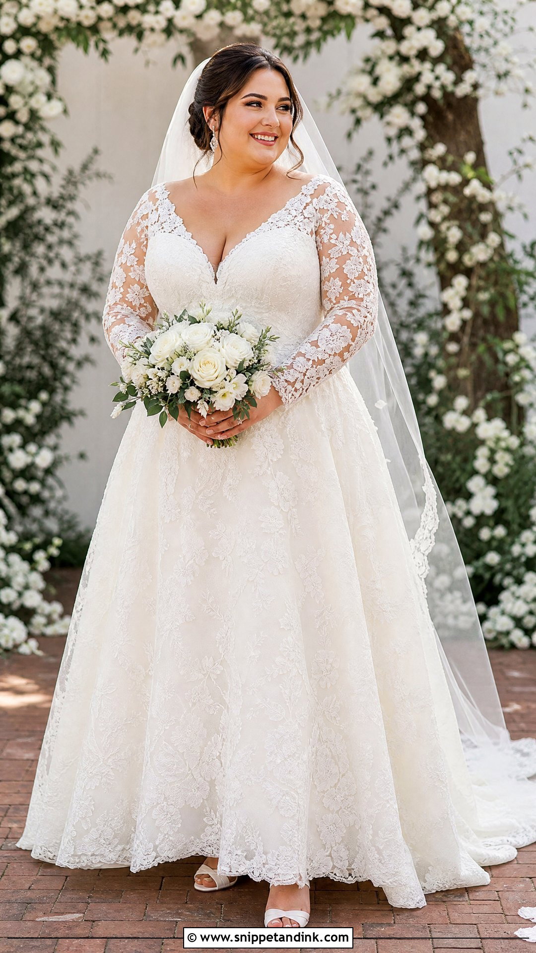 Plus Size A Line Wedding Dress With Lace Sleeves - Snippet and Ink - 20 Wedding Dress for Plus Size Women Ideas