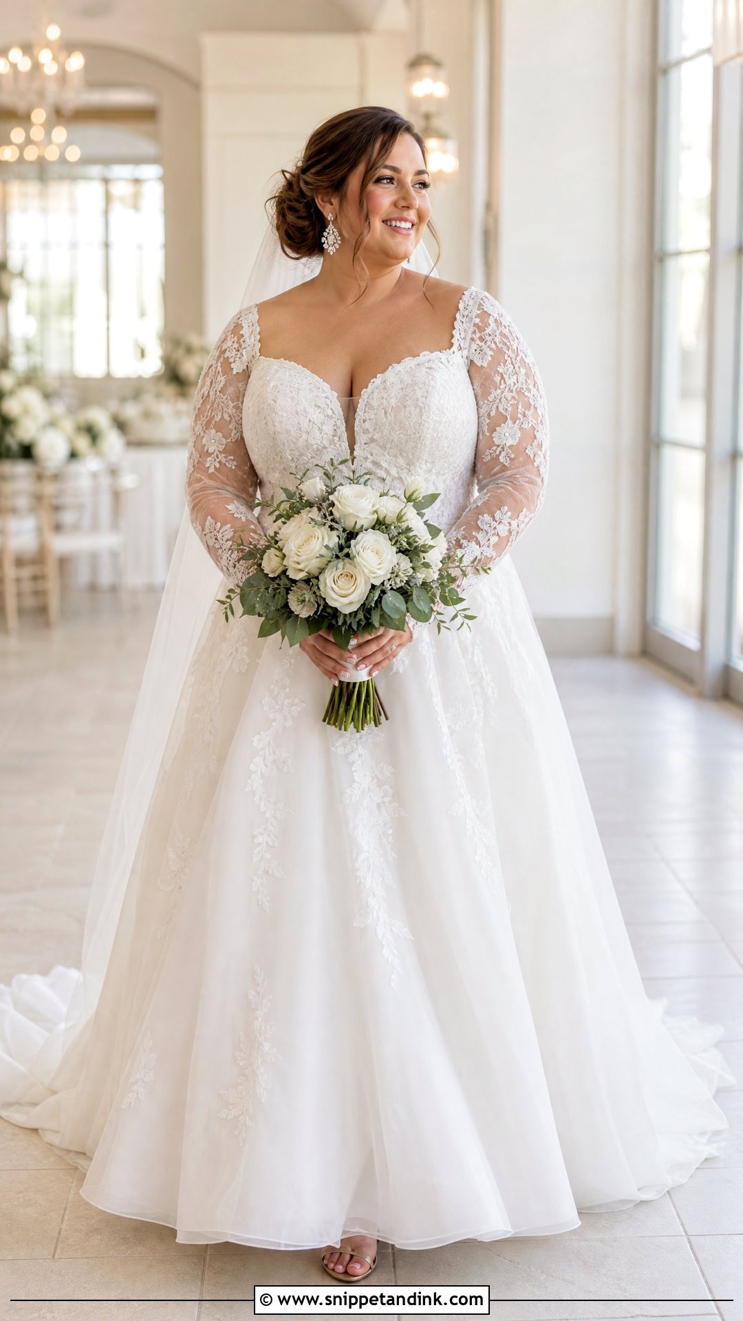 Plus Size A Line Wedding Dress With Lace Sleeves - Snippet and Ink - 25 Aline Wedding Dress with Sleeves