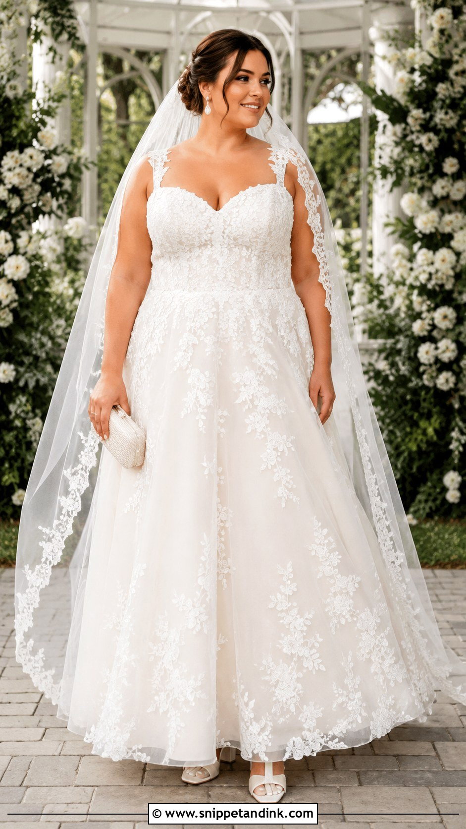 Plus Size A Line Wedding Dress With Lace Veil - Snippet and Ink - 25 Unique Plus Size Wedding Dresses