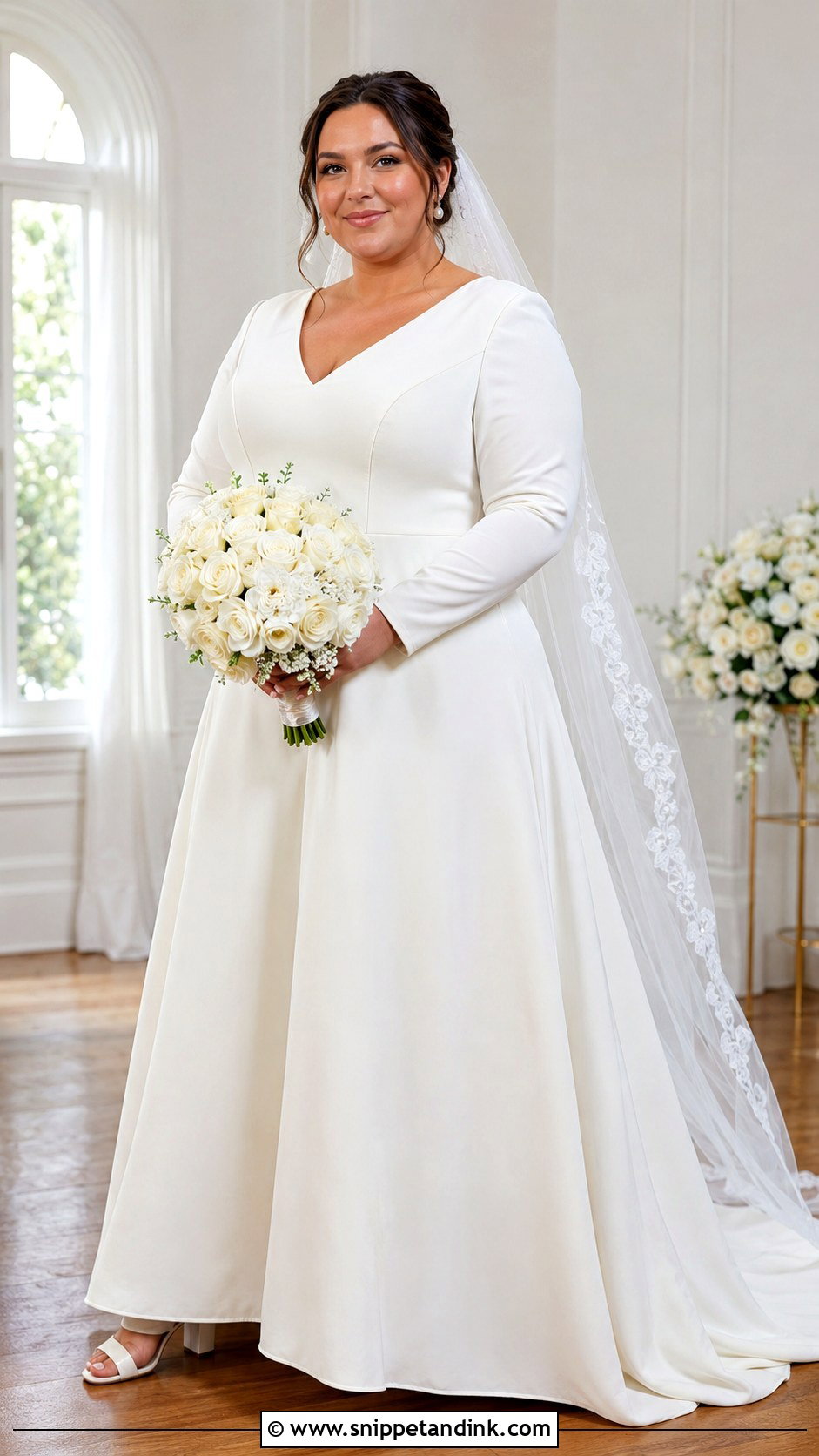 Plus Size A Line Wedding Dress With Long Sleeves - Snippet and Ink - 20 Modest Simple Wedding Dress Ideas