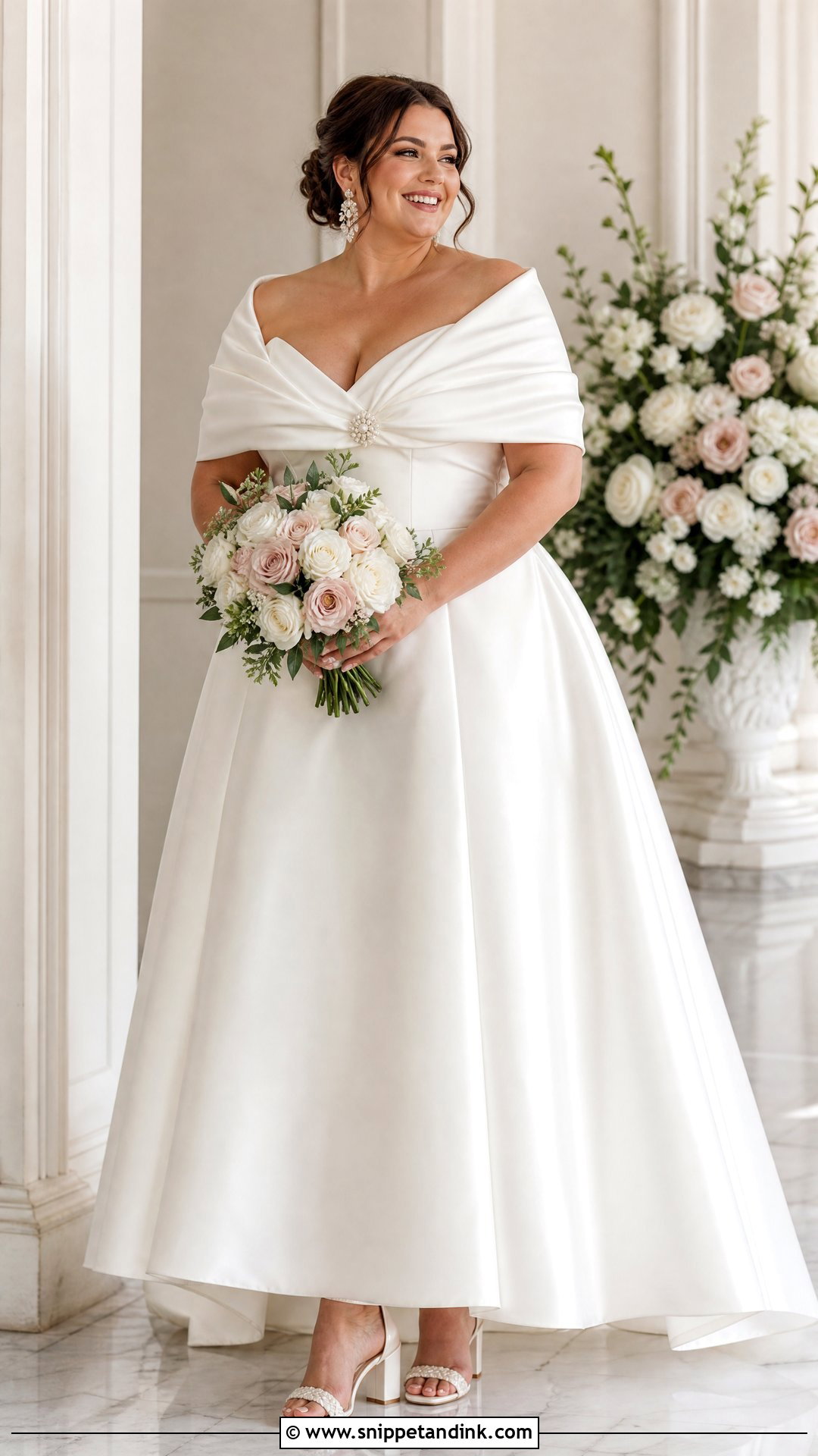 Plus Size A Line Wedding Dress With Satin Shawl - Snippet and Ink - 25 Wedding Dress with Shawl Ideas