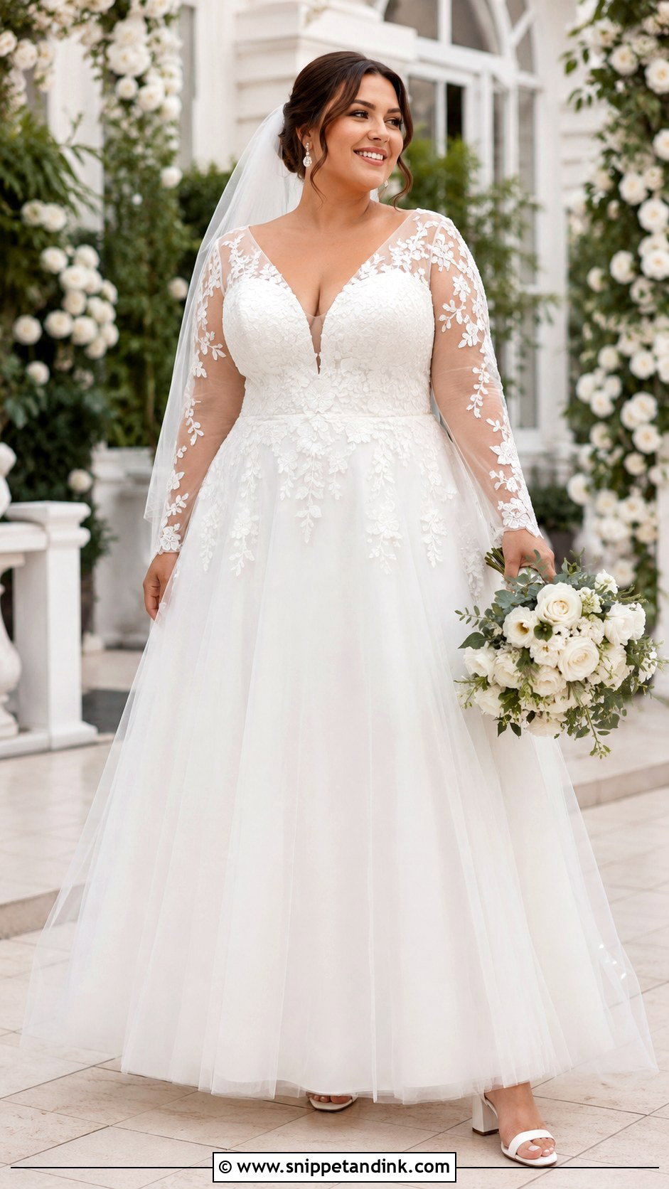Plus Size A Line Wedding Dress With Sleeves - Snippet and Ink - 20 Ethereal Wedding Dress with Sleeves