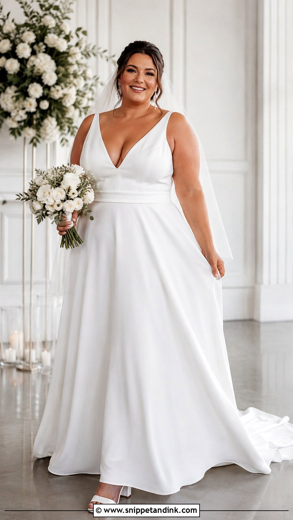 Plus Size A Line Wedding Dress With V Neck Bodice - Snippet and Ink - 20 A Shape Wedding Dress Ideas
