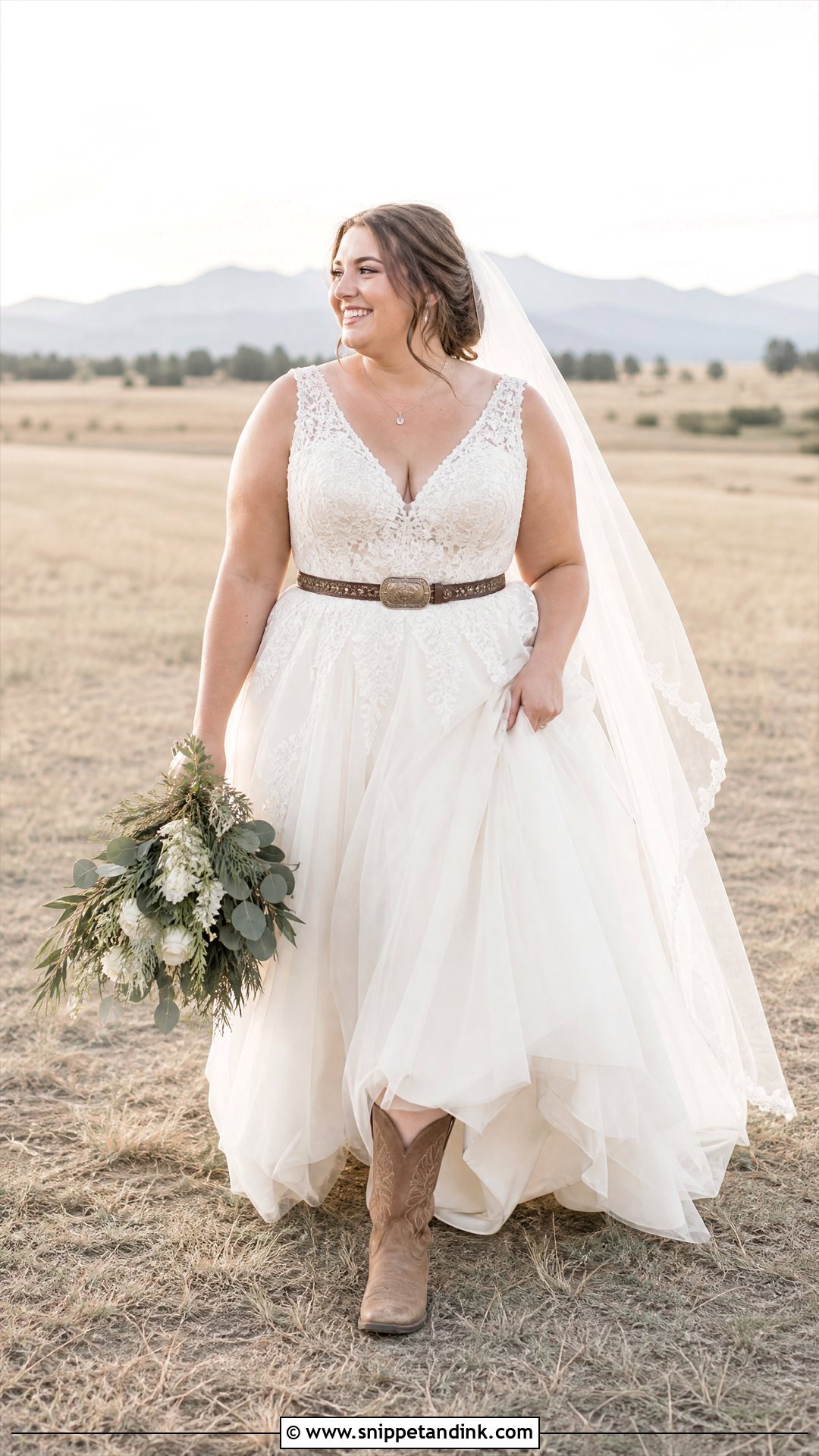 Plus Size A Line Western Wedding Dress - Snippet and Ink - 20 Plus Size Western Wedding Dresses