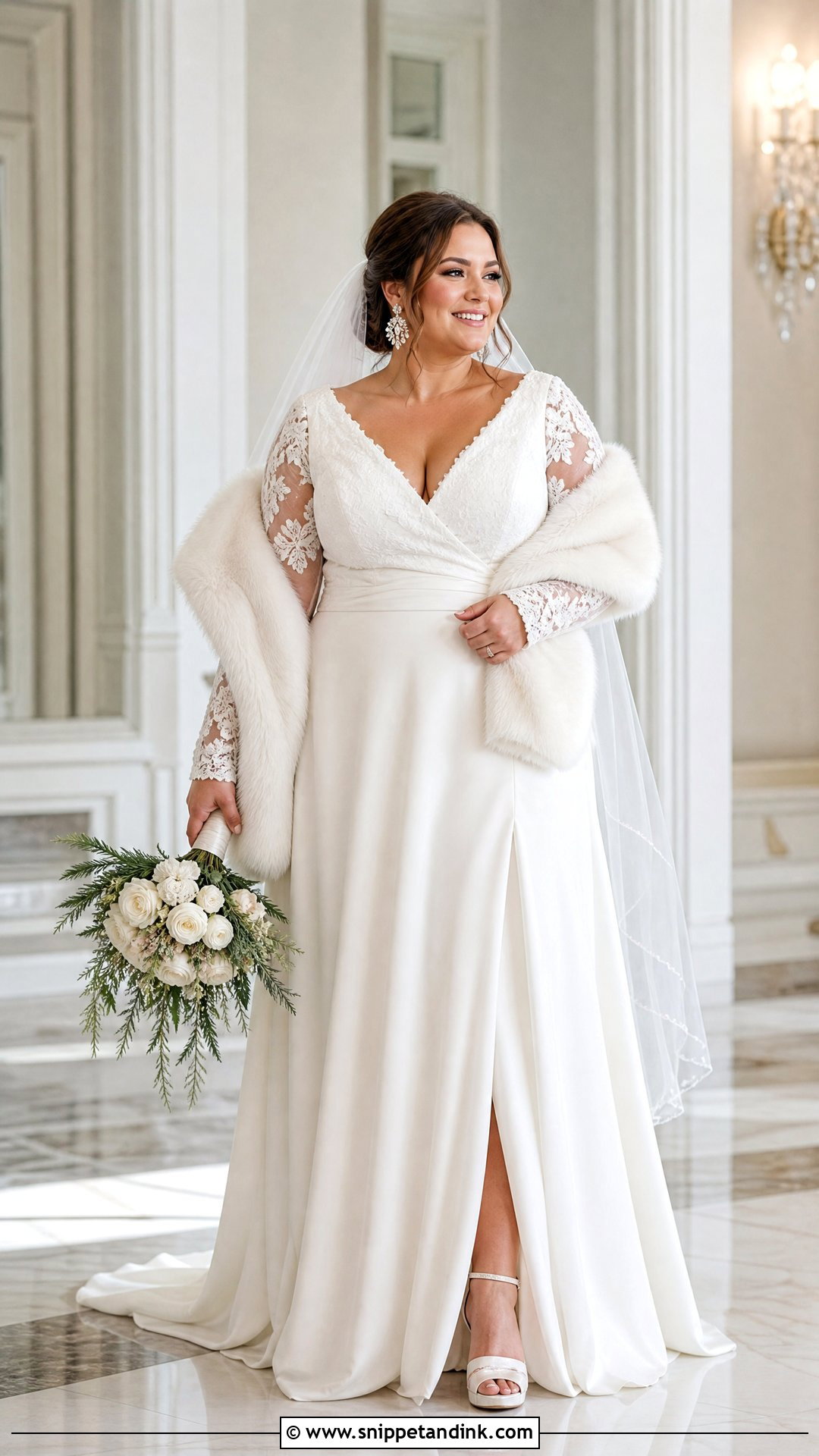 Plus Size A Line Winter Wedding Gown - Snippet and Ink - 25 Winter Wedding Gowns
