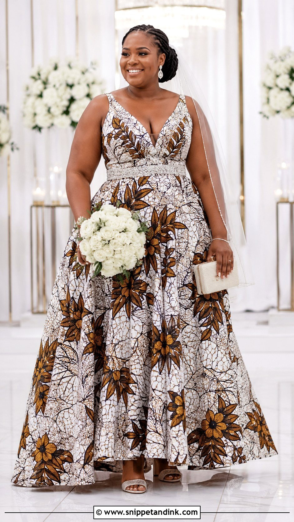 Plus Size Ankara Bridal A Line Dress - Snippet and Ink - 20 Bridal Ankara Dresses