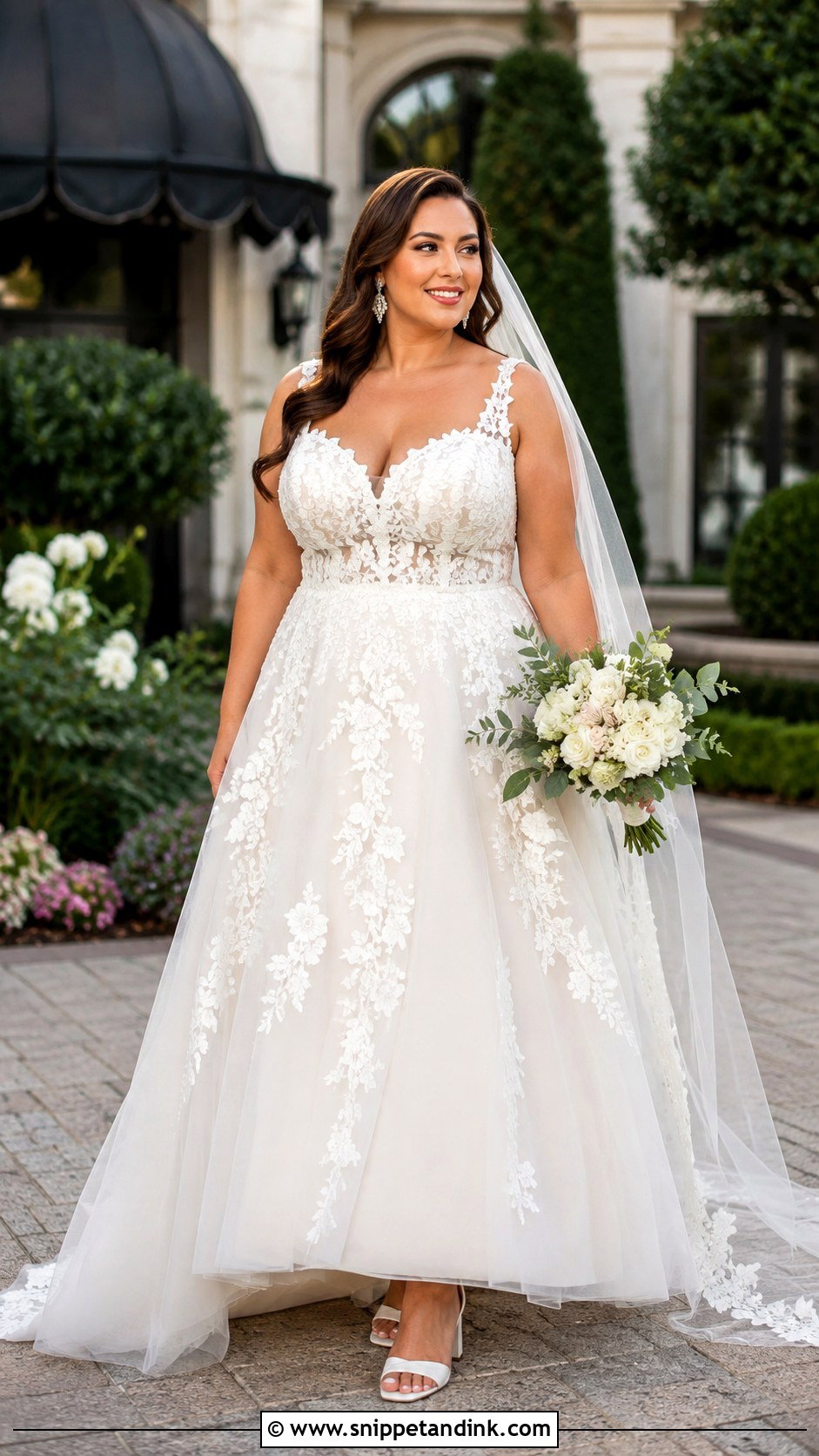 Plus Size Applique A Line Wedding Dress - Snippet and Ink - 20 Applique Wedding Dress Ideas