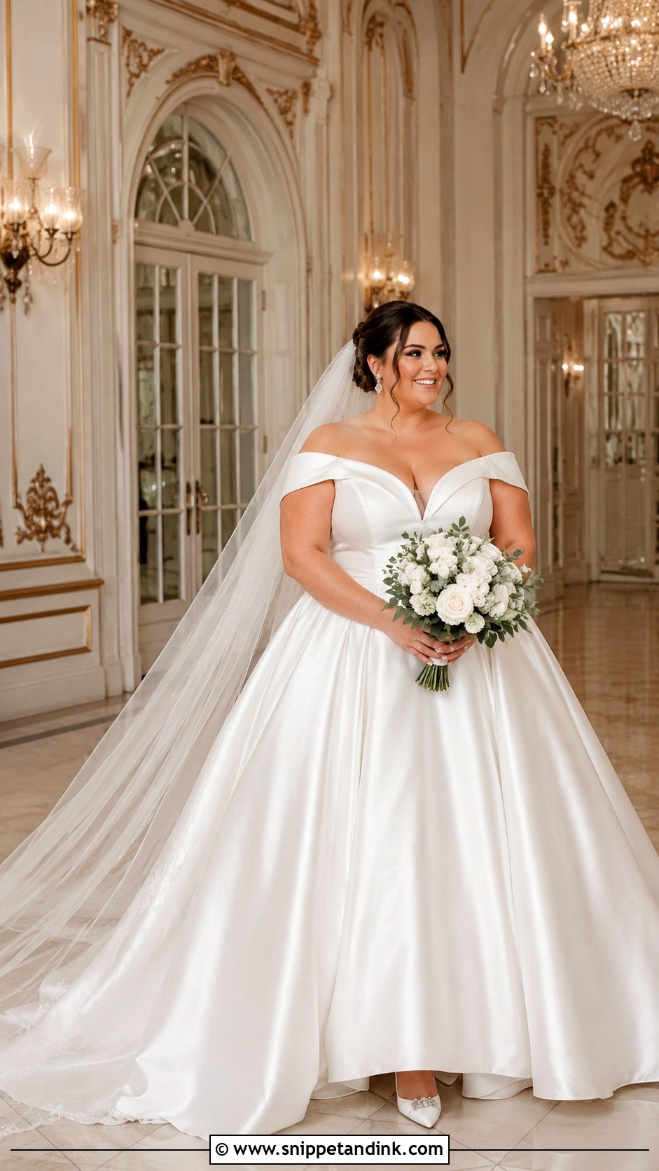 Plus Size Ball Gown Wedding Dress With Cathedral Veil - Snippet and Ink - 25 Unique Plus Size Wedding Dresses
