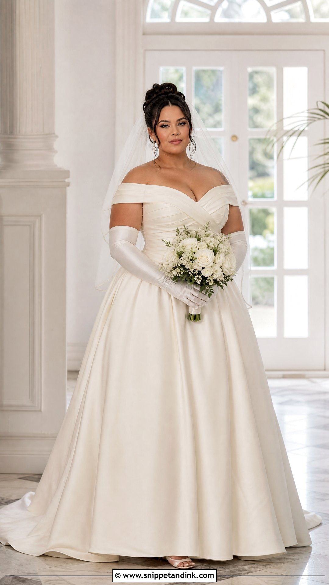 Plus Size Ball Gown With Long Opera Gloves - Snippet and Ink - 20 Wedding Dress with Long Gloves Ideas