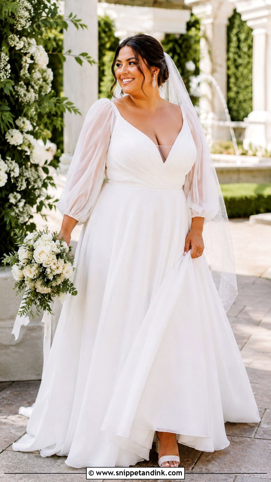 Plus Size Balloon Sleeve Wedding Dress - Snippet and Ink - 20 Balloon Sleeve Wedding Dress Ideas