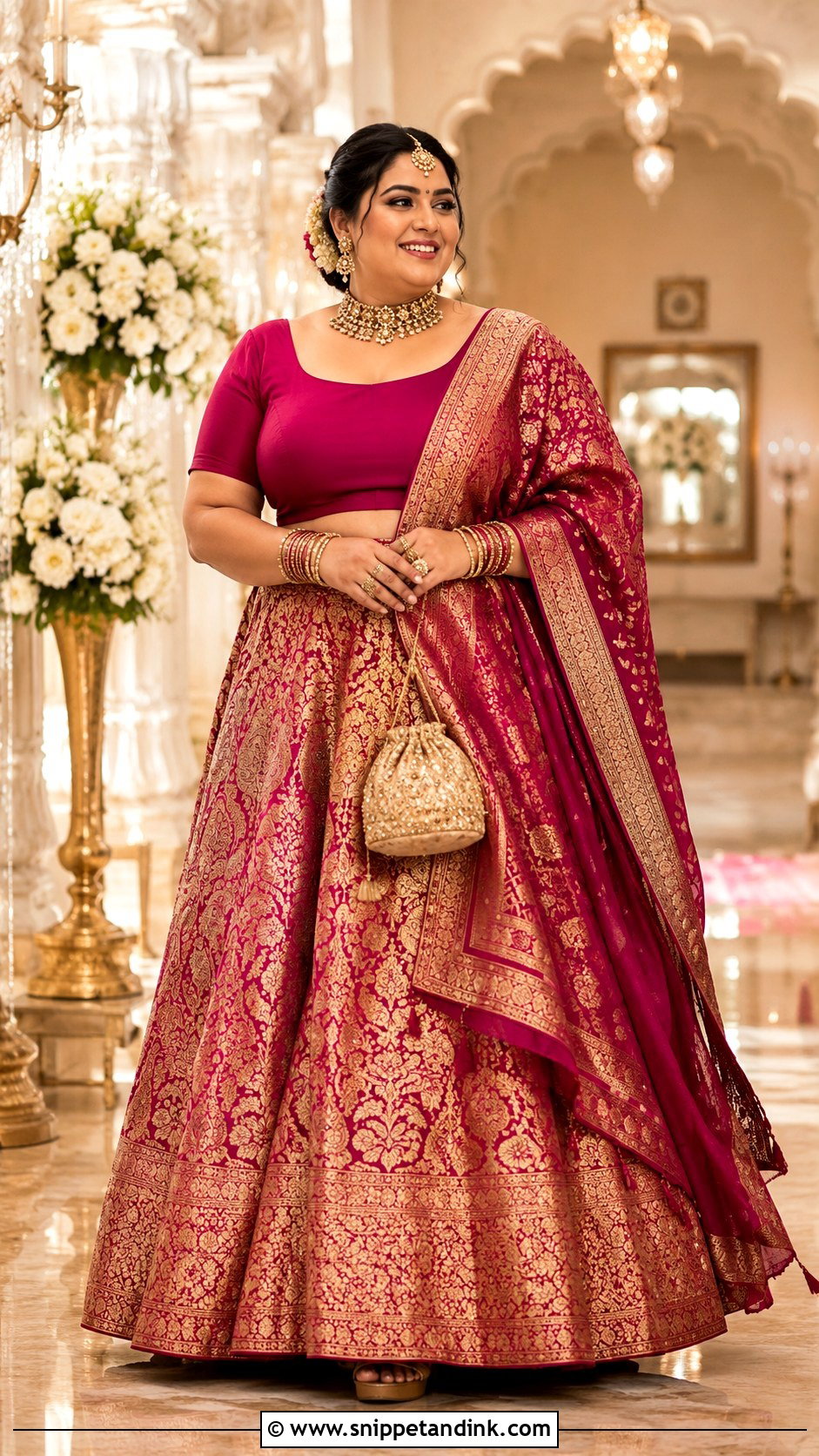 Plus Size Banarasi Lehenga for Wedding - Snippet and Ink - 30 Plus Size Indian Outfits for Wedding