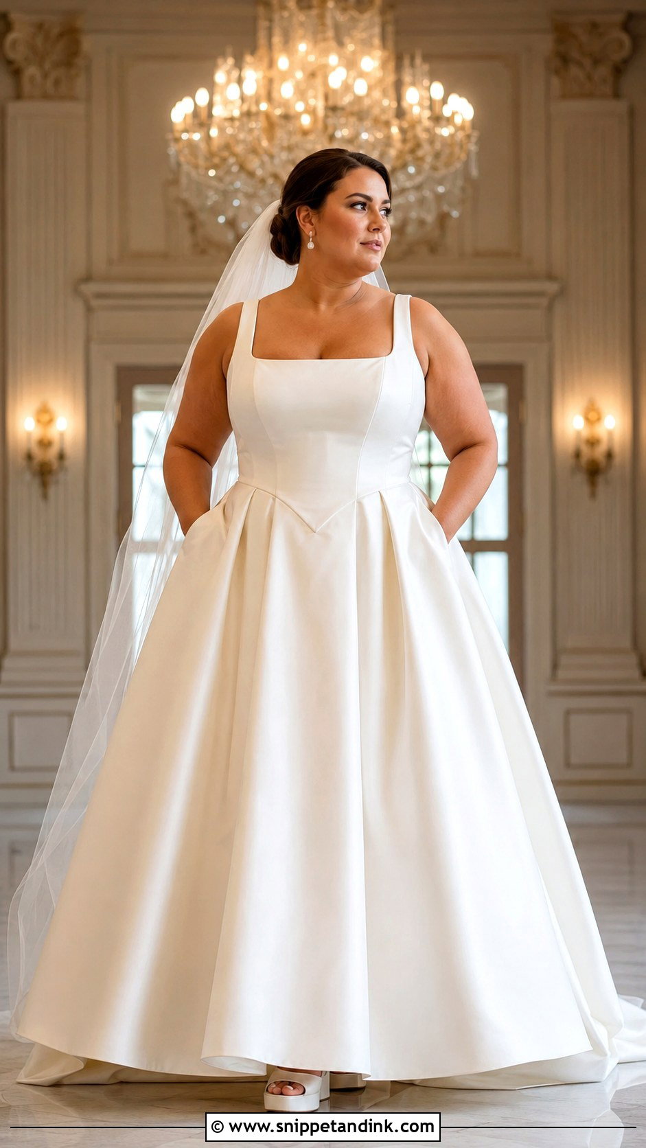 Plus Size Basque Waist Ball Gown With Pockets - Snippet and Ink - 20 Basque Waist Wedding Dress Plus Size Ideas