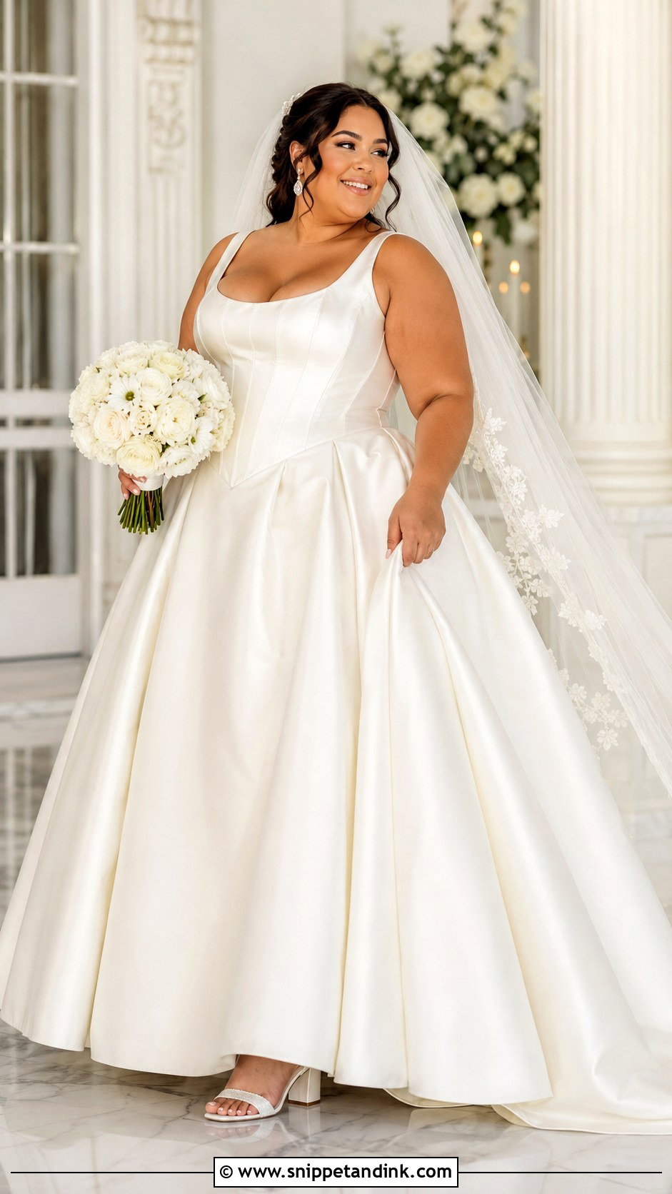 Plus Size Basque Waist Ball Gown With Supportive Straps - Snippet and Ink - 20 Low Waist Wedding Dresses