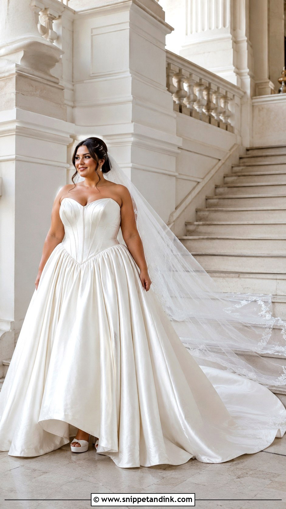 Plus Size Basque Waist Cathedral Train Dress - Snippet and Ink - 20 Basque Waist Wedding Dress Plus Size Ideas