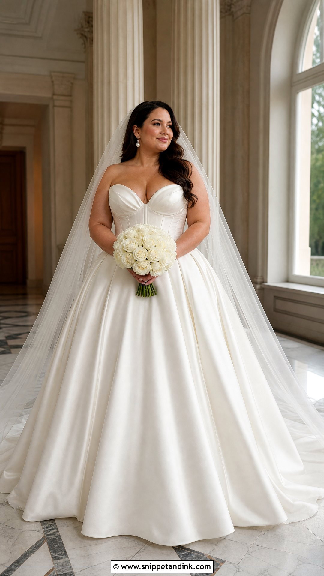 Plus Size Basque Waist Corset Wedding Dress - Snippet and Ink - 20 Plus Size Corset Wedding Dress Ideas