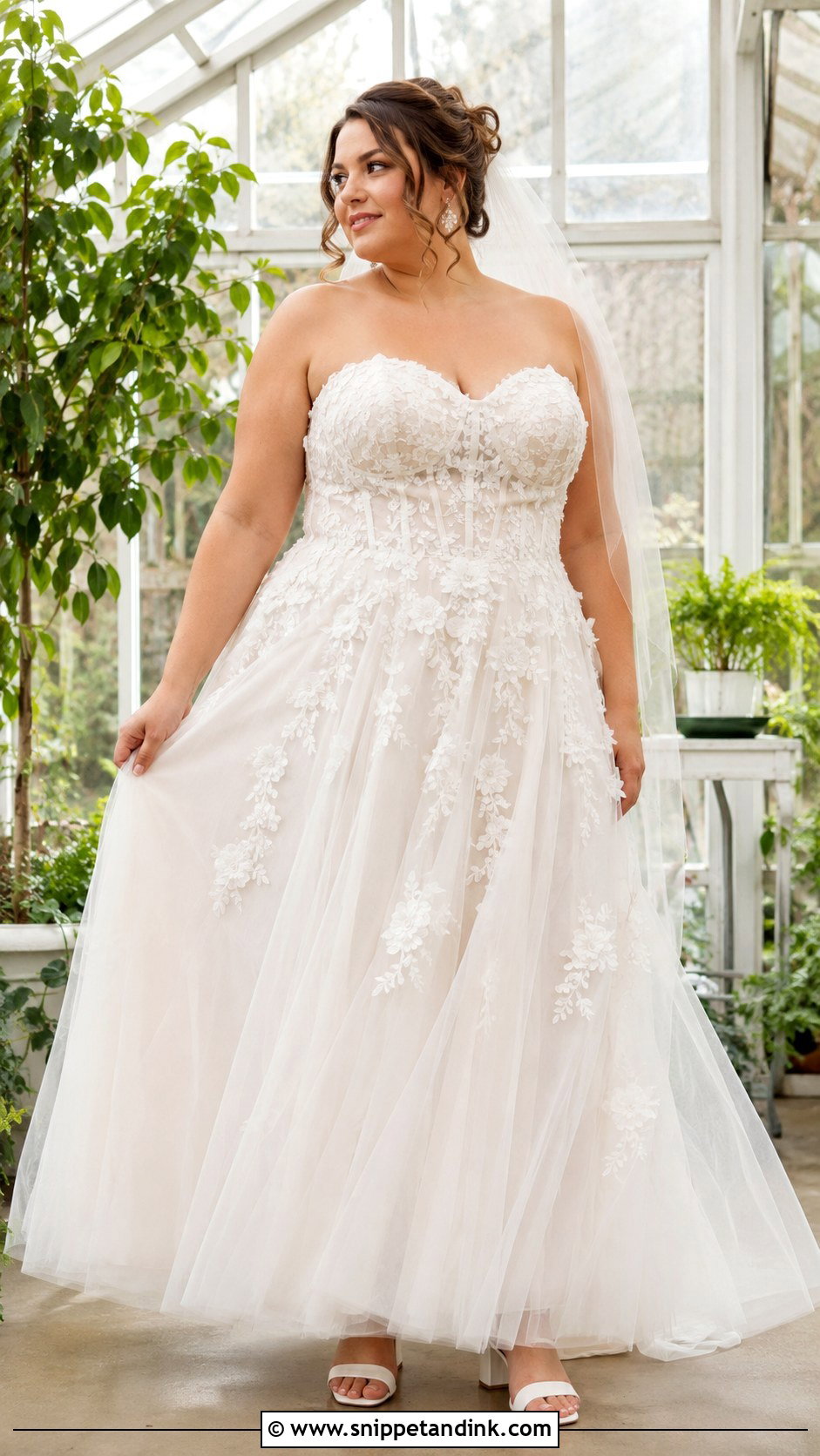 Plus Size Basque Waist Floral Applique Dress - Snippet and Ink - 20 Basque Waist Wedding Dress Plus Size Ideas