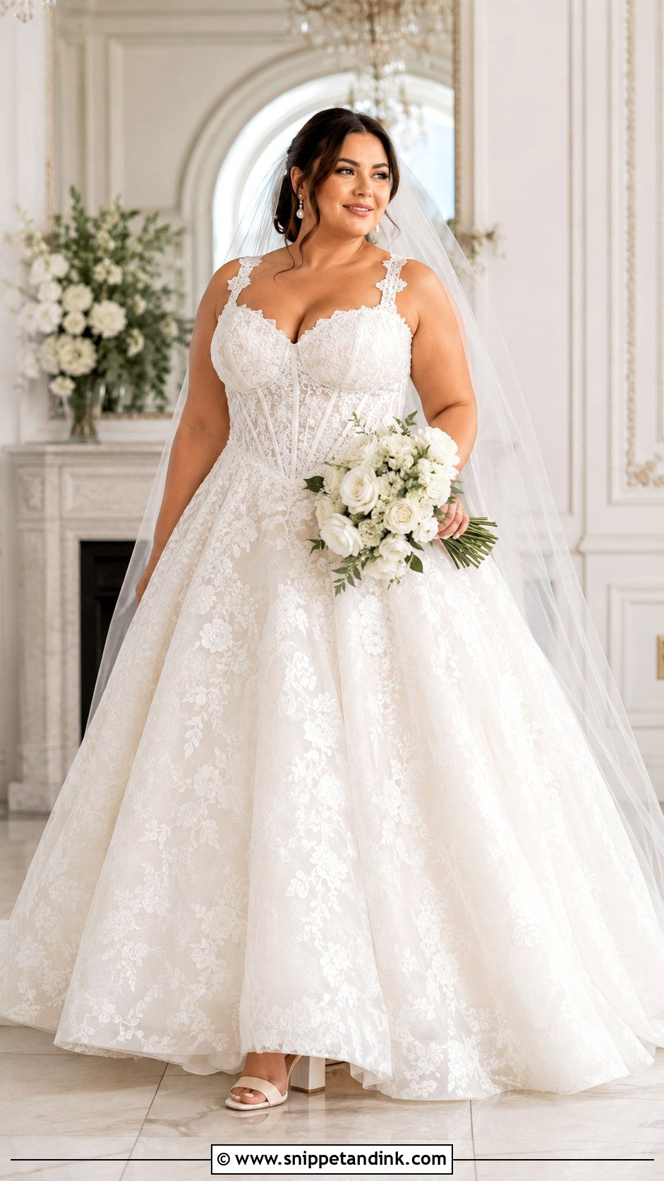 Plus Size Basque Waist Lace Wedding Dress - Snippet and Ink - 20 Basque Waist Lace Wedding Dress Ideas