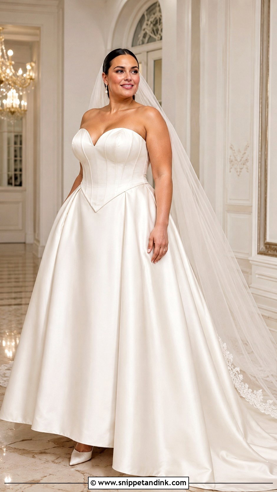 Plus Size Basque Waist Satin Ball Gown - Snippet and Ink - 20 Basque Waist Wedding Dress Plus Size Ideas