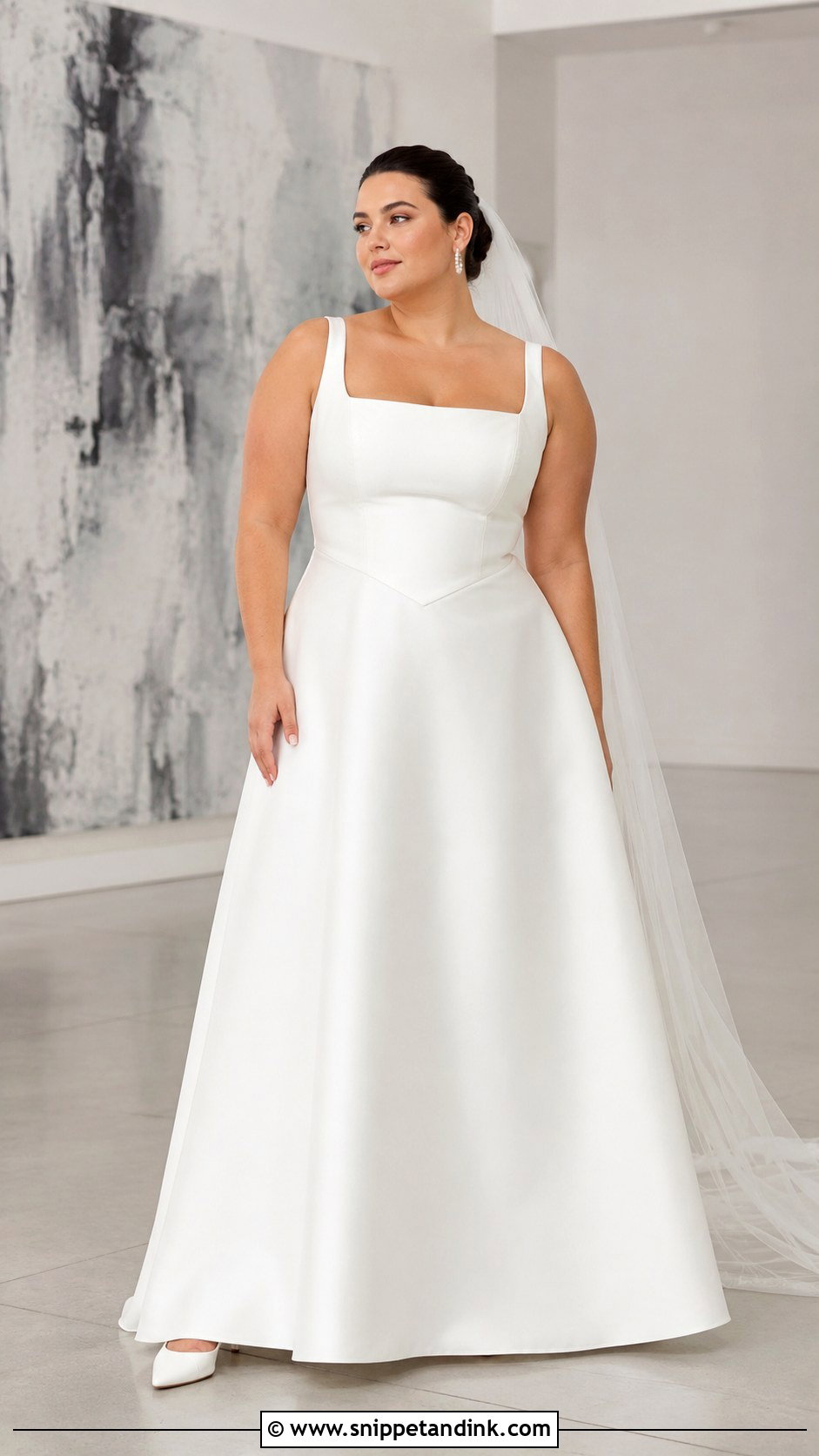 Plus Size Basque Waist Square Neck A Line Dress - Snippet and Ink - 20 Basque Waist Wedding Dress Plus Size Ideas