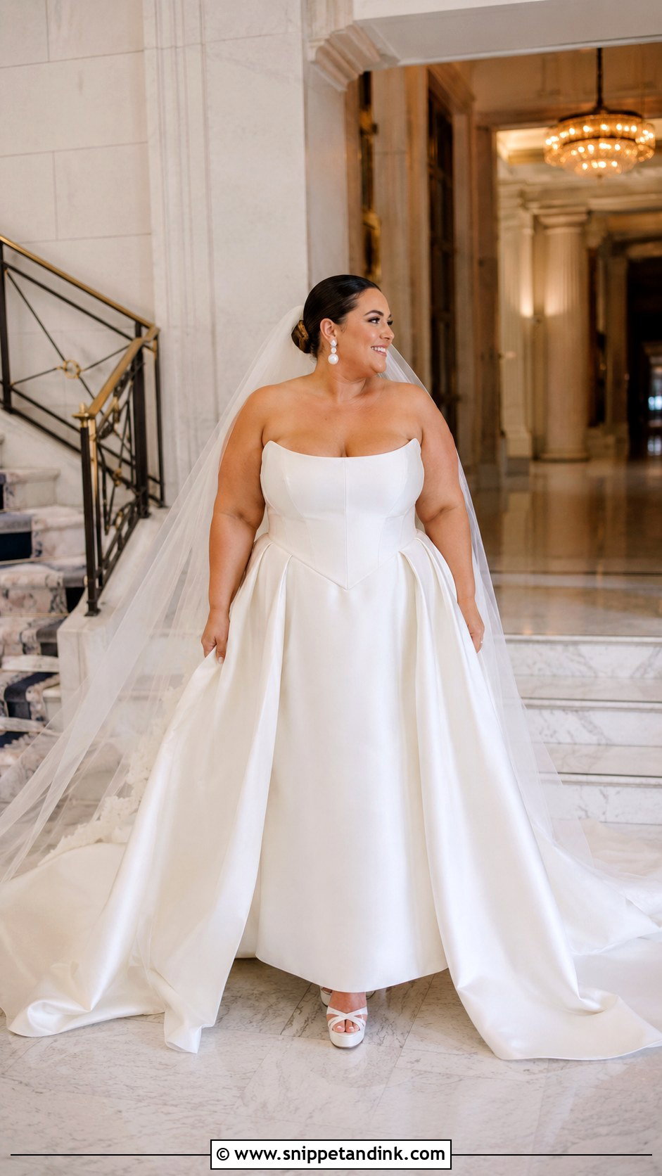 Plus Size Basque Waist Strapless Mikado Gown - Snippet and Ink - 20 Basque Waist Wedding Dress Plus Size Ideas
