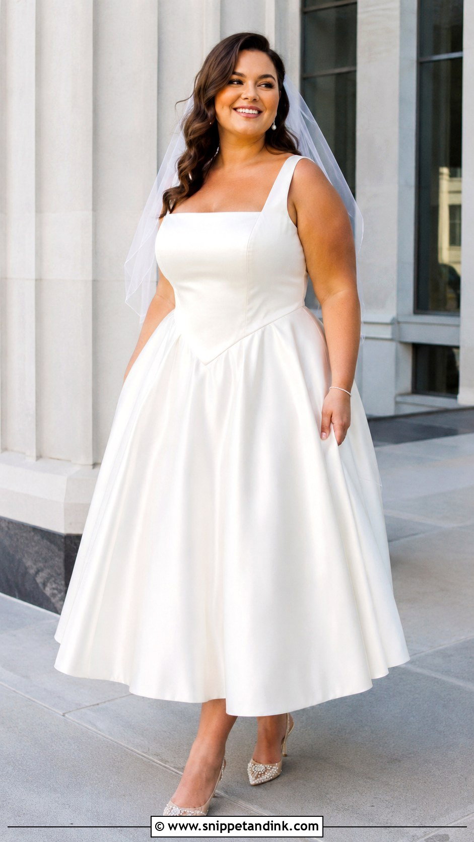 Plus Size Basque Waist Tea Length Dress - Snippet and Ink - 20 Basque Waist Wedding Dress Plus Size Ideas