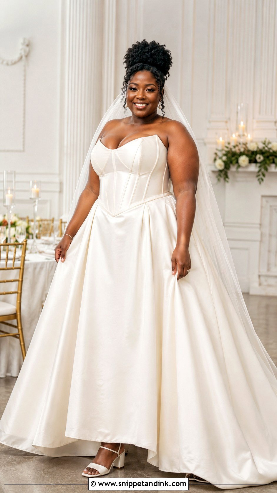 Plus Size Basque Waist Wedding Dress - Snippet and Ink - 20 Black Bride Wedding Dress Ideas