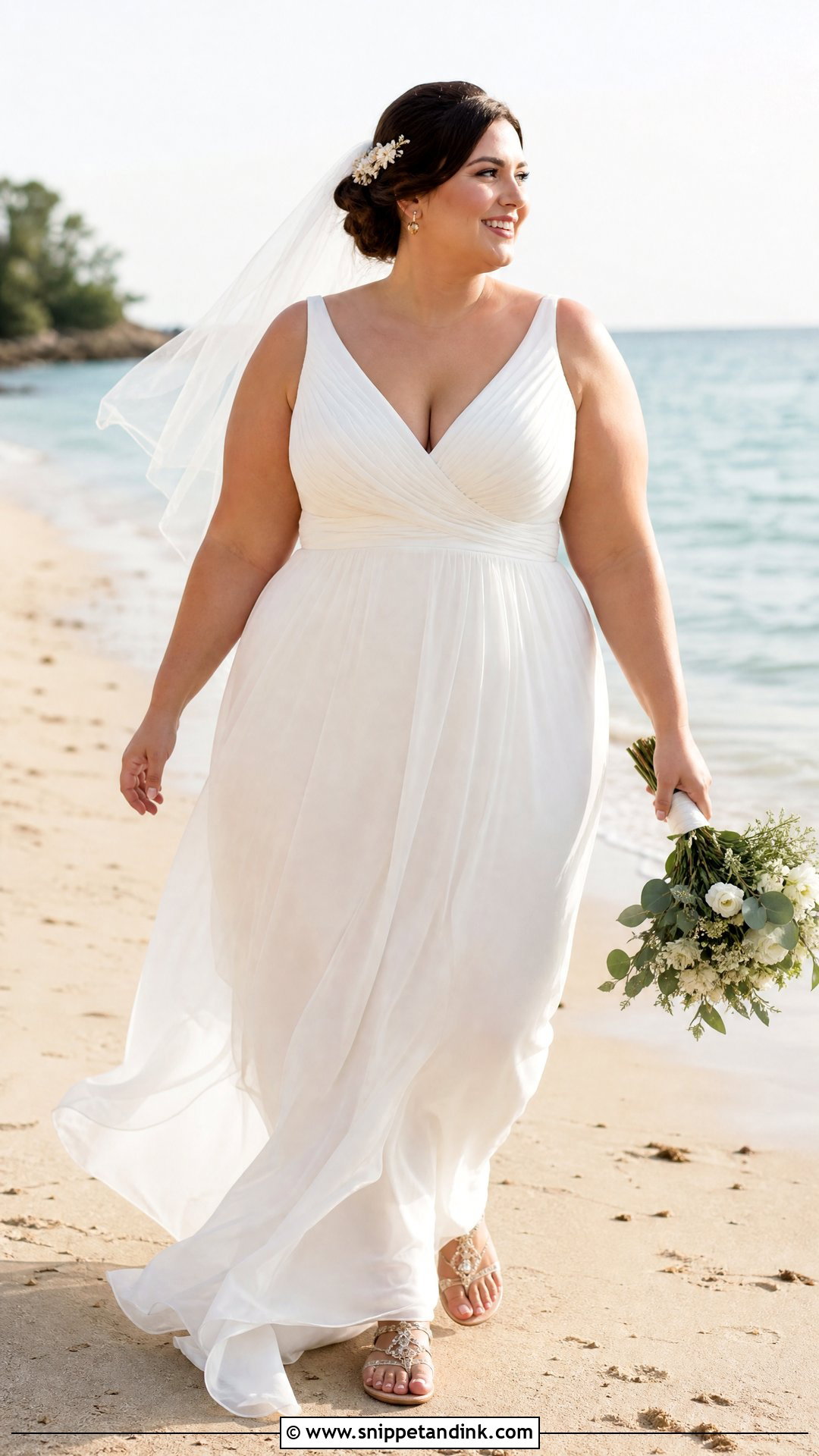 Plus Size Beach Chiffon A Line Wedding Dress - Snippet and Ink - 20 Plus Size a Line Wedding Dresses