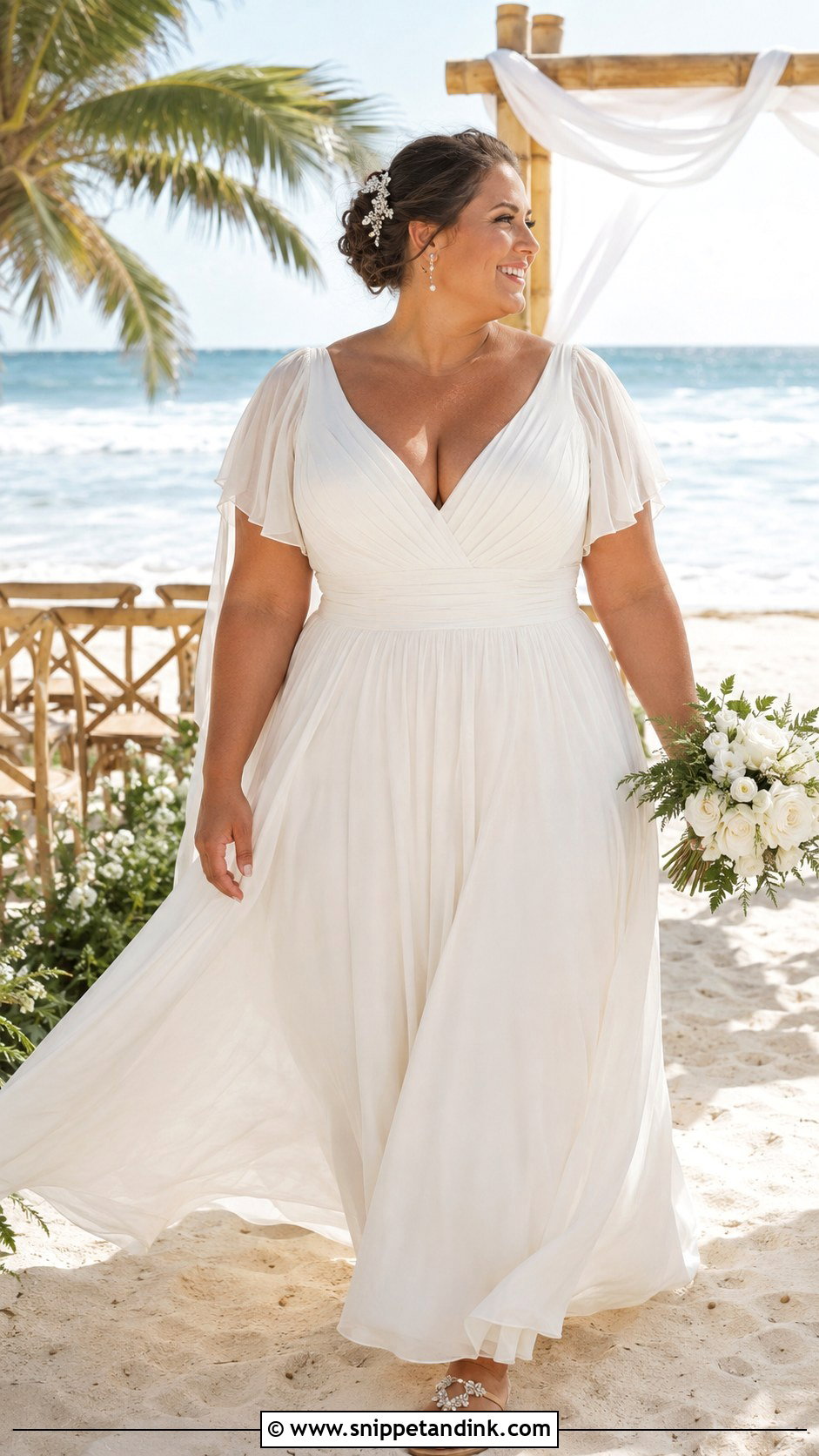 Plus Size Beach Chiffon Wedding Dress - Snippet and Ink - 20 Large Wedding Dress Ideas