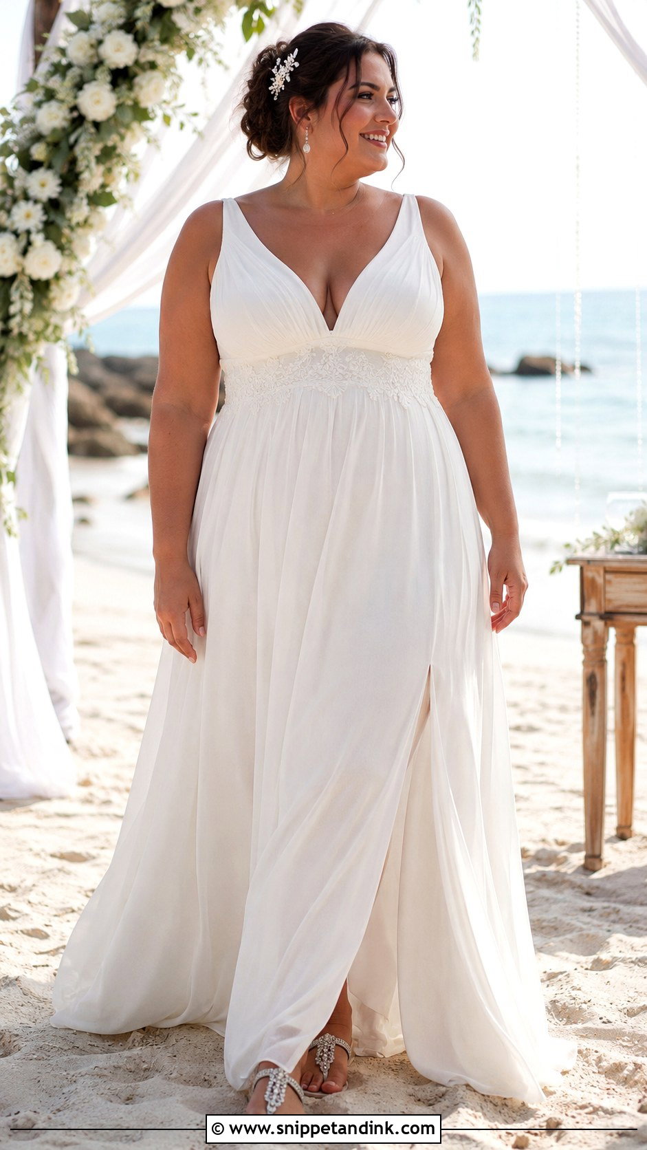 Plus Size Beach Chiffon Wedding Dress - Snippet and Ink - 20 Big Size Wedding Dress Ideas