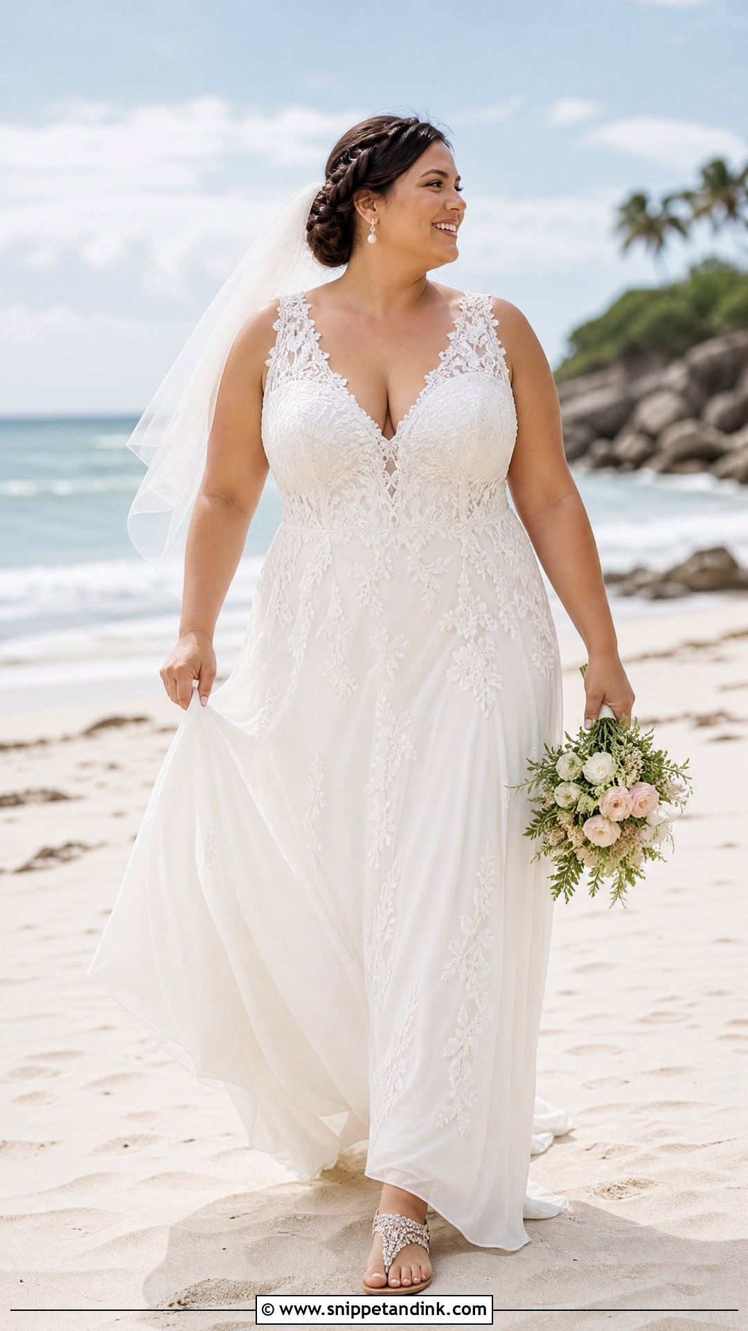 Plus Size Beach Lace Wedding Dress - Snippet and Ink - 20 Plus Size Lace Wedding Dress Ideas
