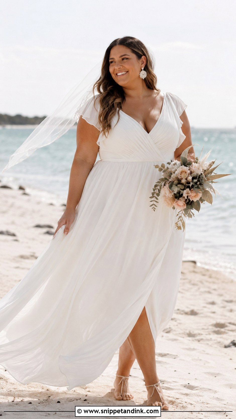 Plus Size Beach Wedding Dress With Barefoot Sandals - Snippet and Ink - 25 Unique Plus Size Wedding Dresses