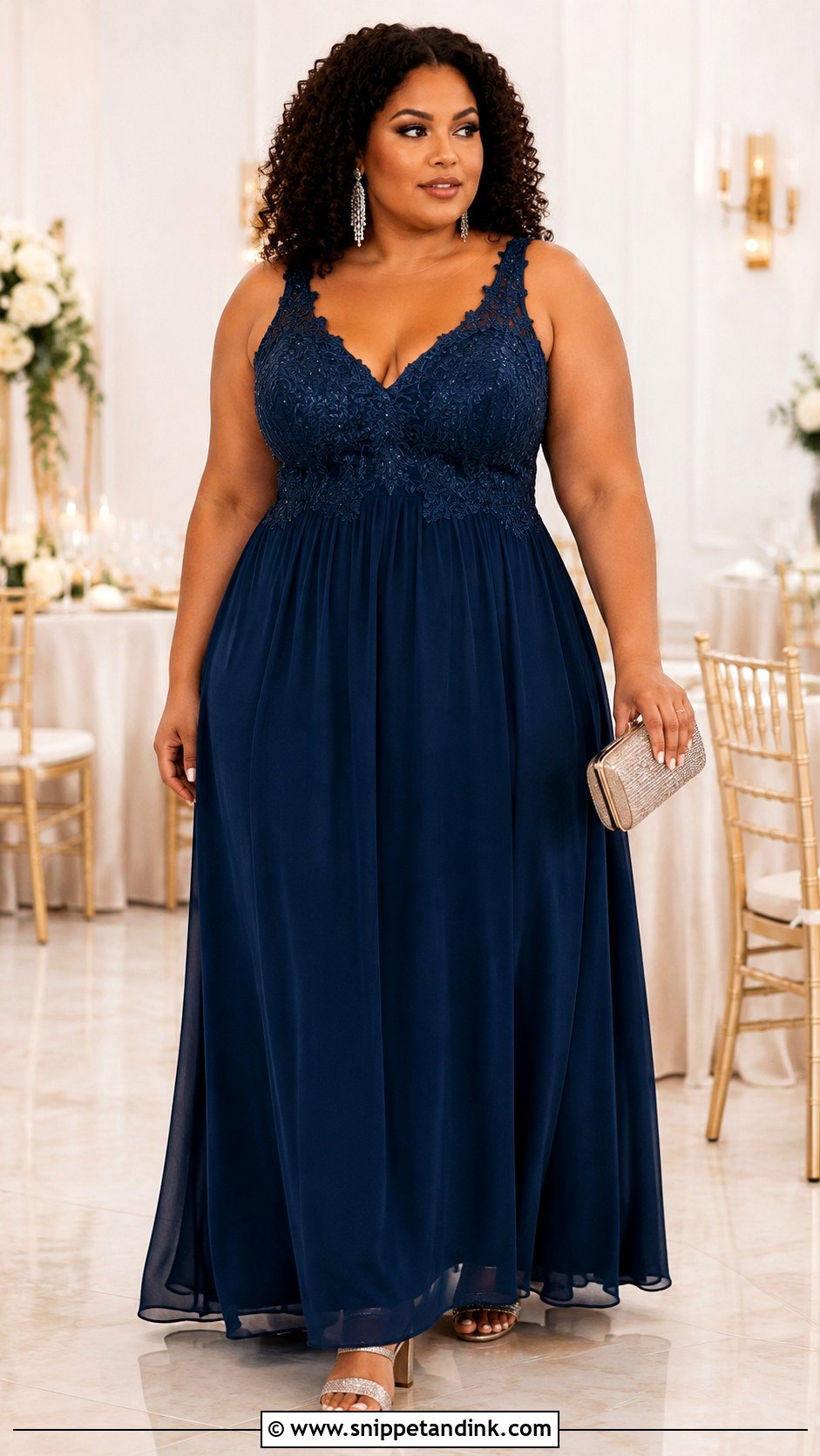 Plus Size Beaded Lace Empire Waist Gown - Snippet and Ink - 20 Beaded Lace Gown Ideas