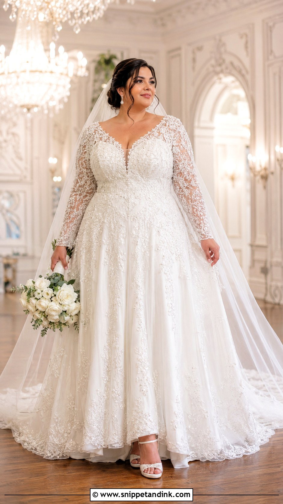 Plus Size Beaded Wedding Dress With Corset Bodice - Snippet and Ink - 20 Long Sleeve Beaded Wedding Dress Ideas