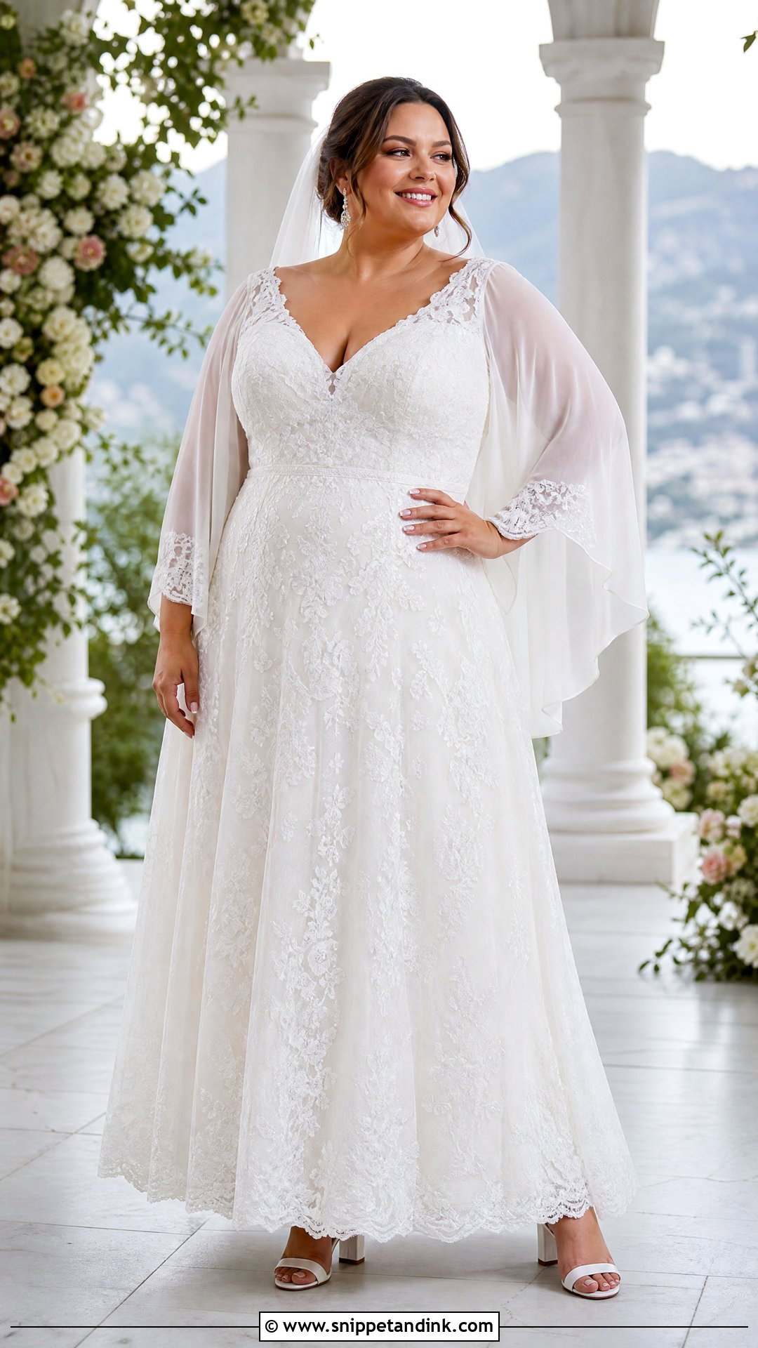 Plus Size Bell Sleeve Wedding Dress - Snippet and Ink - 25 70s Style Wedding Dress Ideas