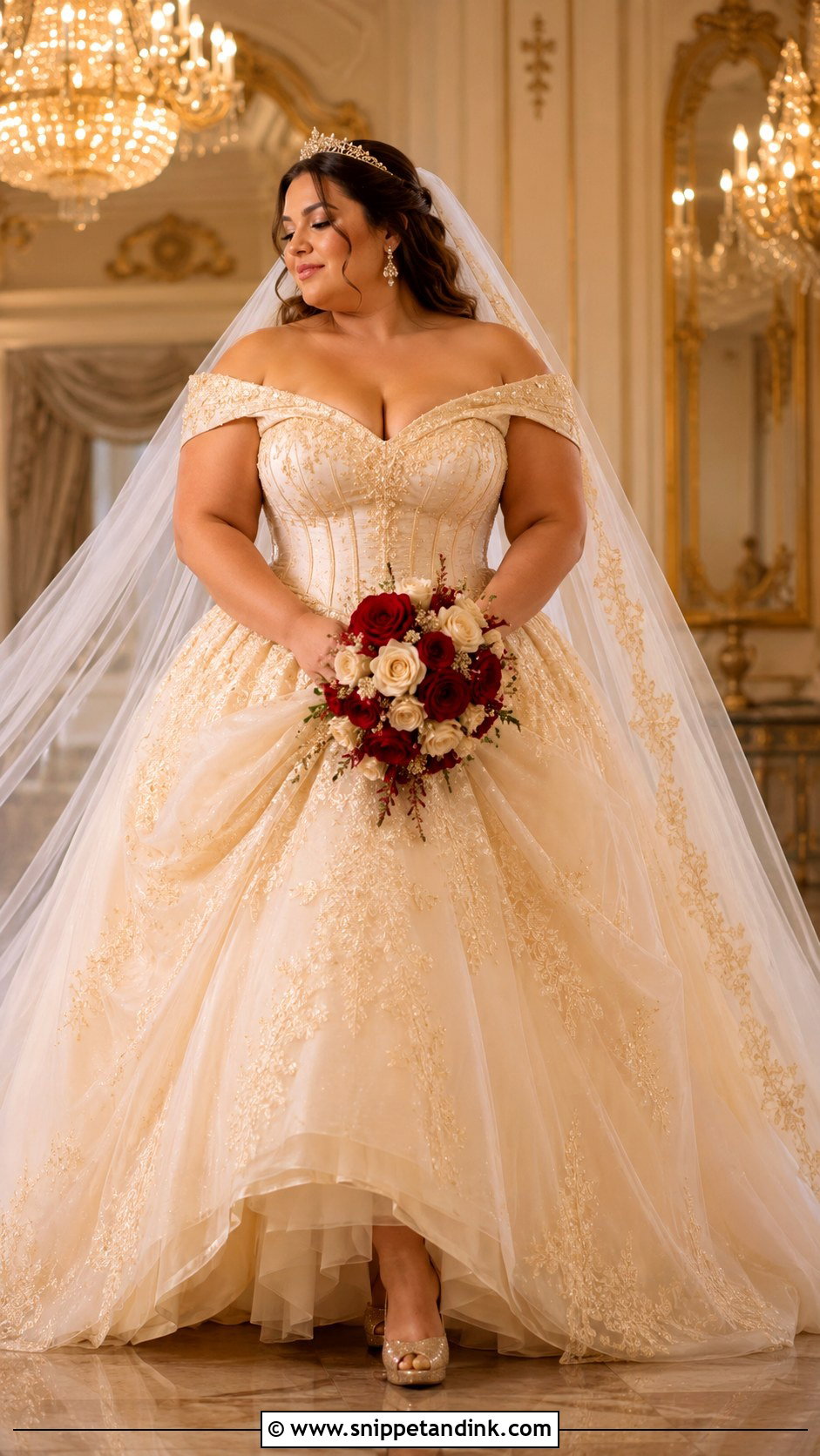 Plus Size Belle Ball Gown Wedding Dress - Snippet and Ink - 20 Belle Beauty and the Beast Wedding Dress Ideas