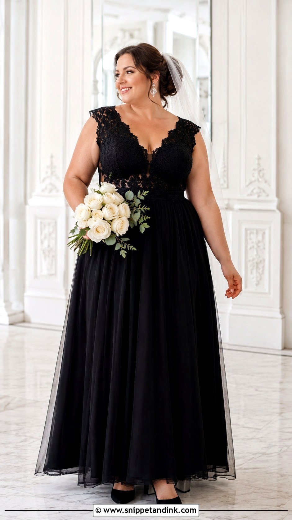 Plus Size Black A Line Wedding Dress - Snippet and Ink - 20 Classy Black Wedding Dress Ideas